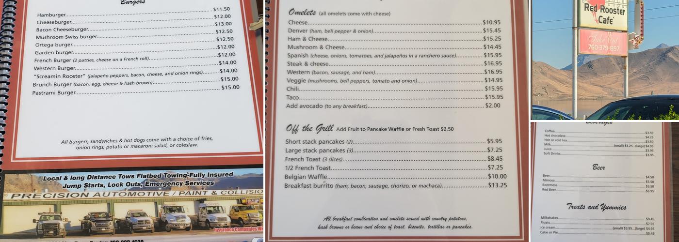 Red Rooster Cafe Menu