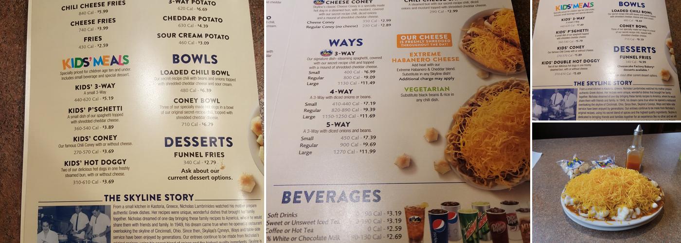 Skyline Chili Menu