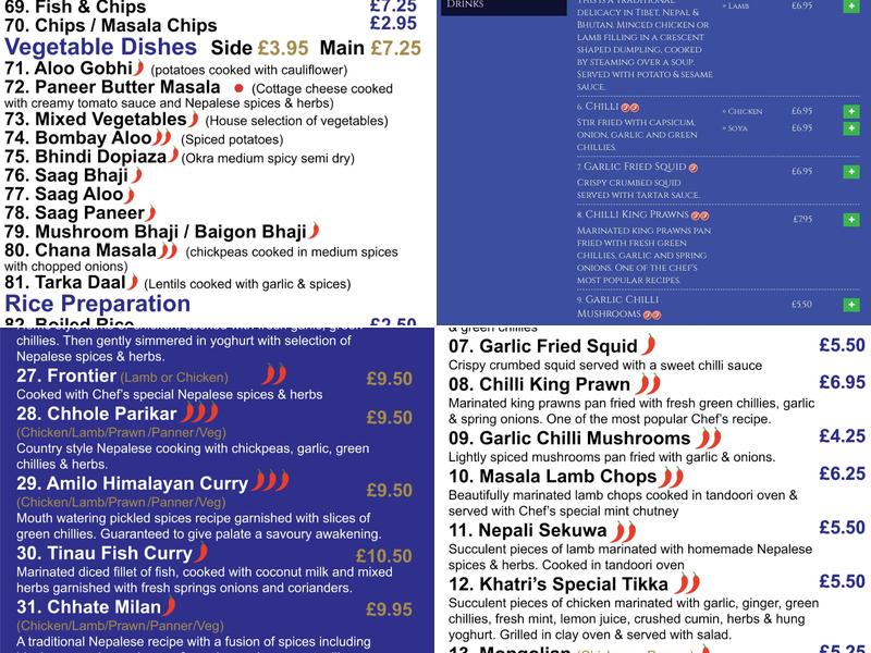 Khatris Nepalese and Indian Cuisine (Stourbridge) Menu