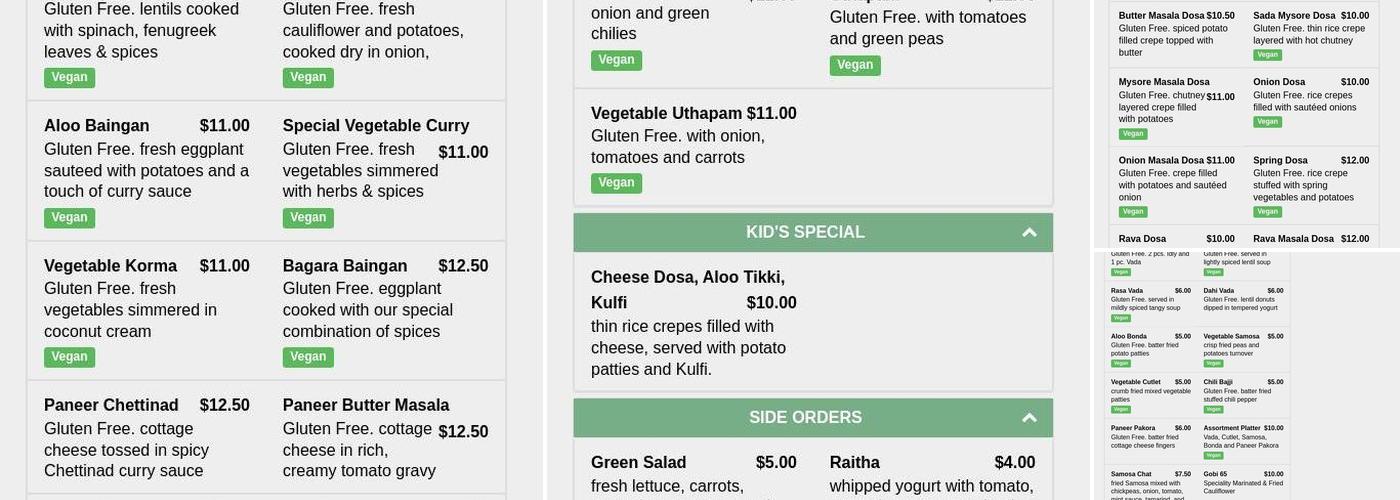 Amma's Kitchen Menu