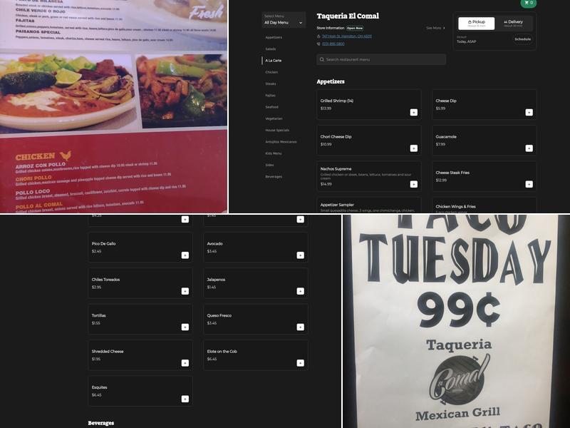 Taqueria El Comal Menu