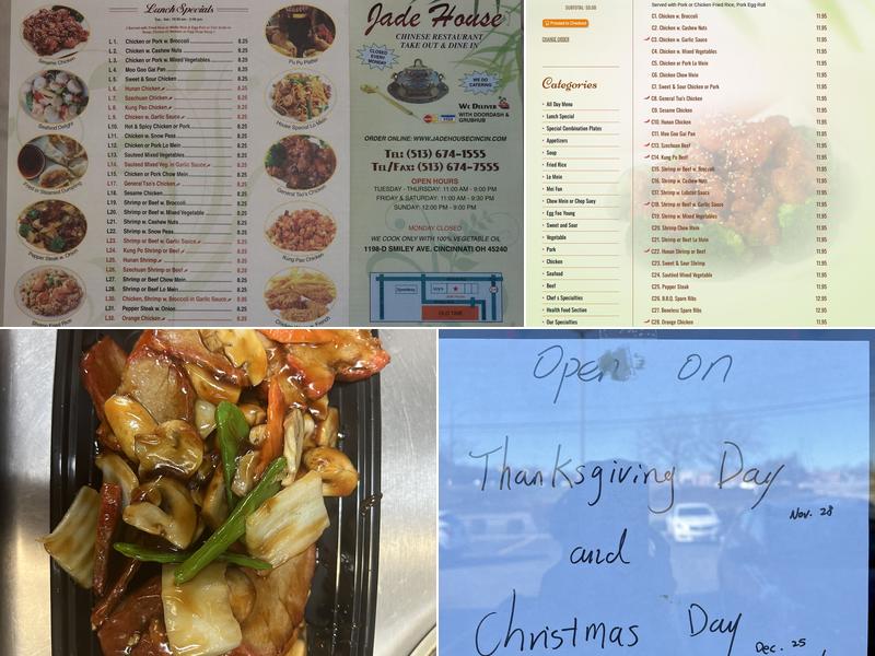 Jade House Chinese Restaurant Menu