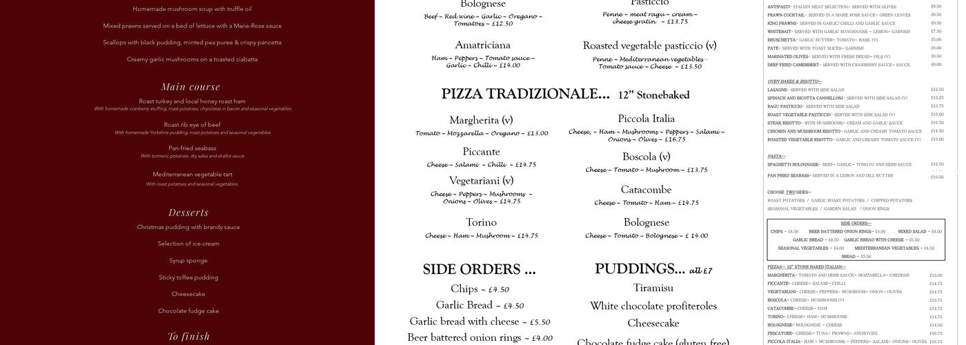 The Dartmouth Arms Menu