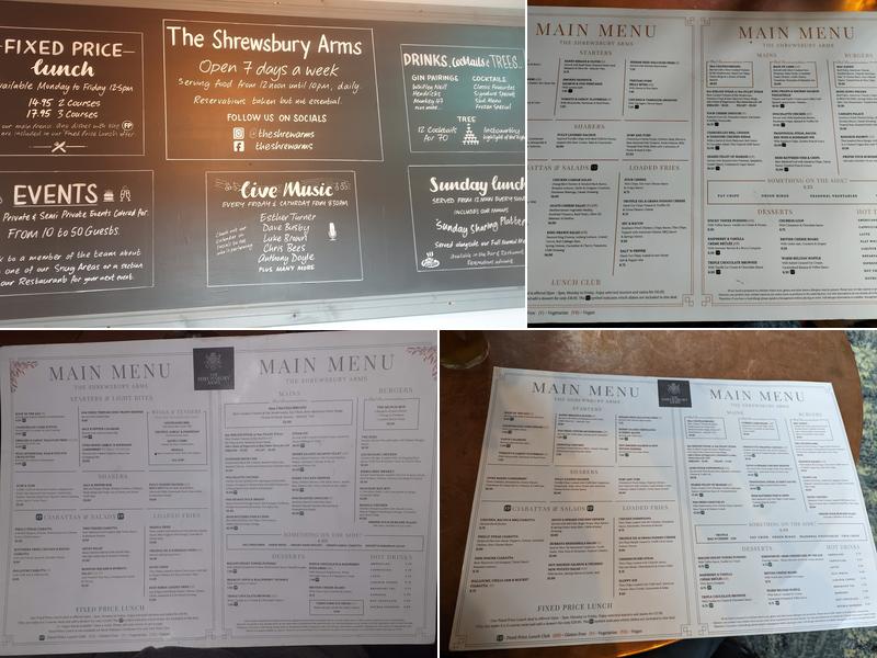 The Shrewsbury Arms Menu