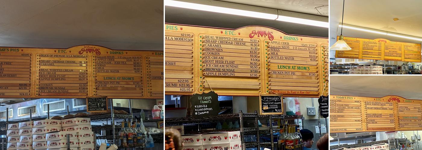 Mom's Pie House - Julian Menu