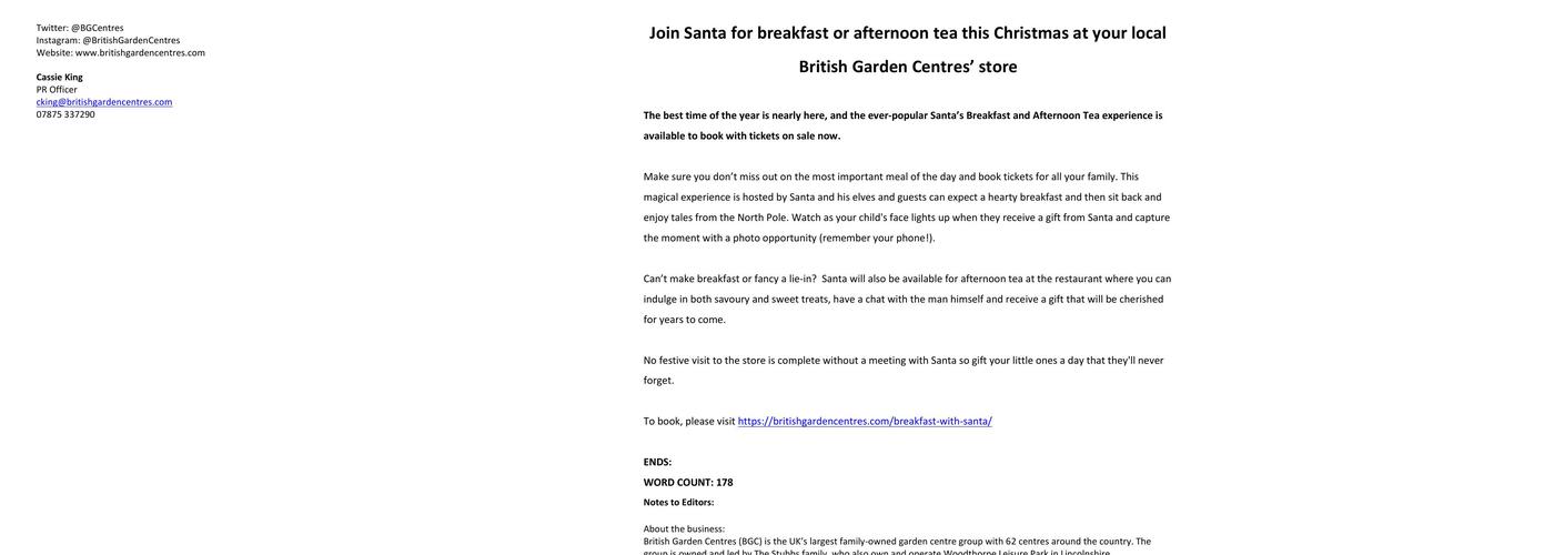 Gardener's Retreat Menu