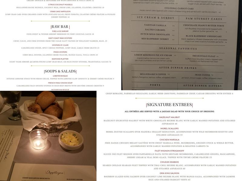 Jag's Steak & Seafood Menu