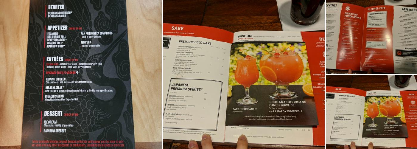 Benihana Menu