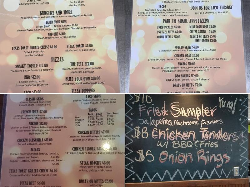 Sneaky Pete's Menu