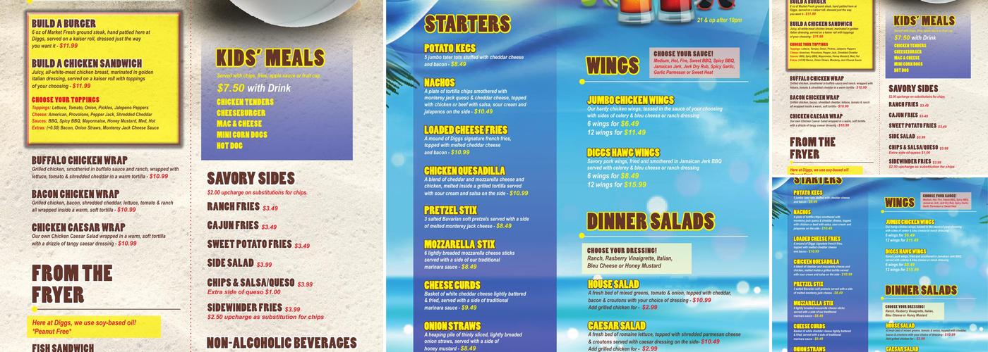 Diggs Bar and Grill Menu