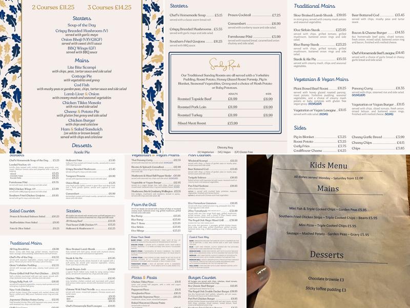 The Royal Oak Menu