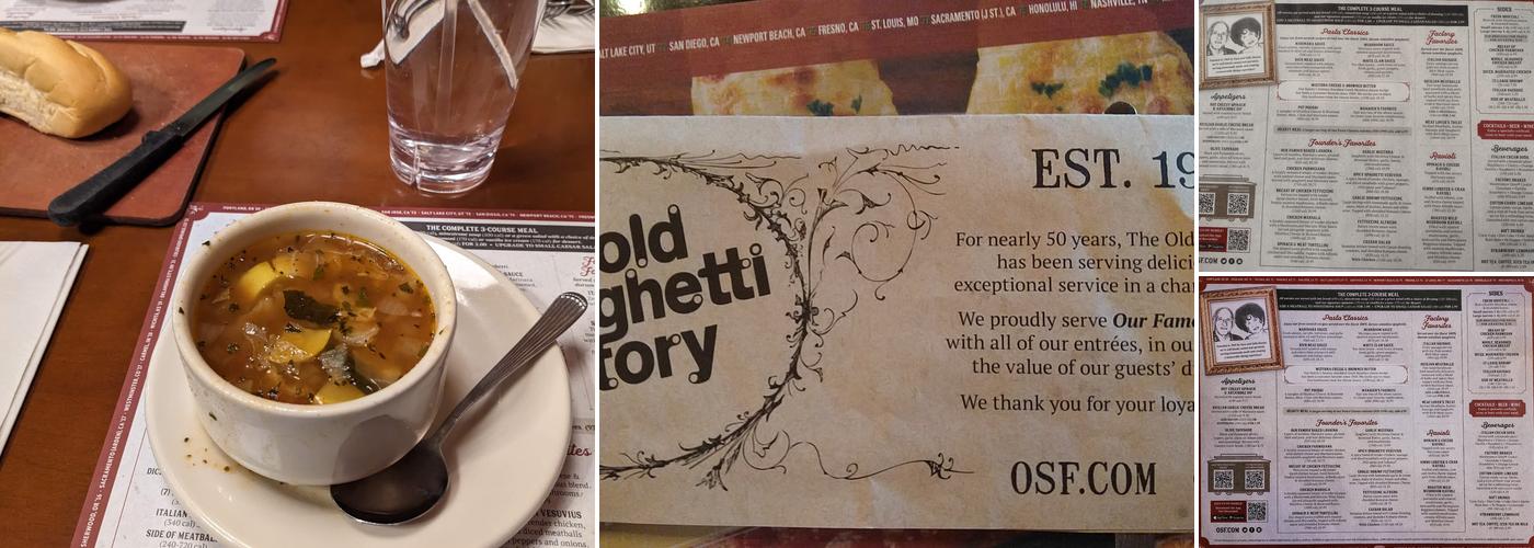 The Old Spaghetti Factory Menu