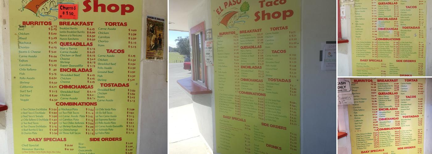 EL PASO TACO SHOP Menu