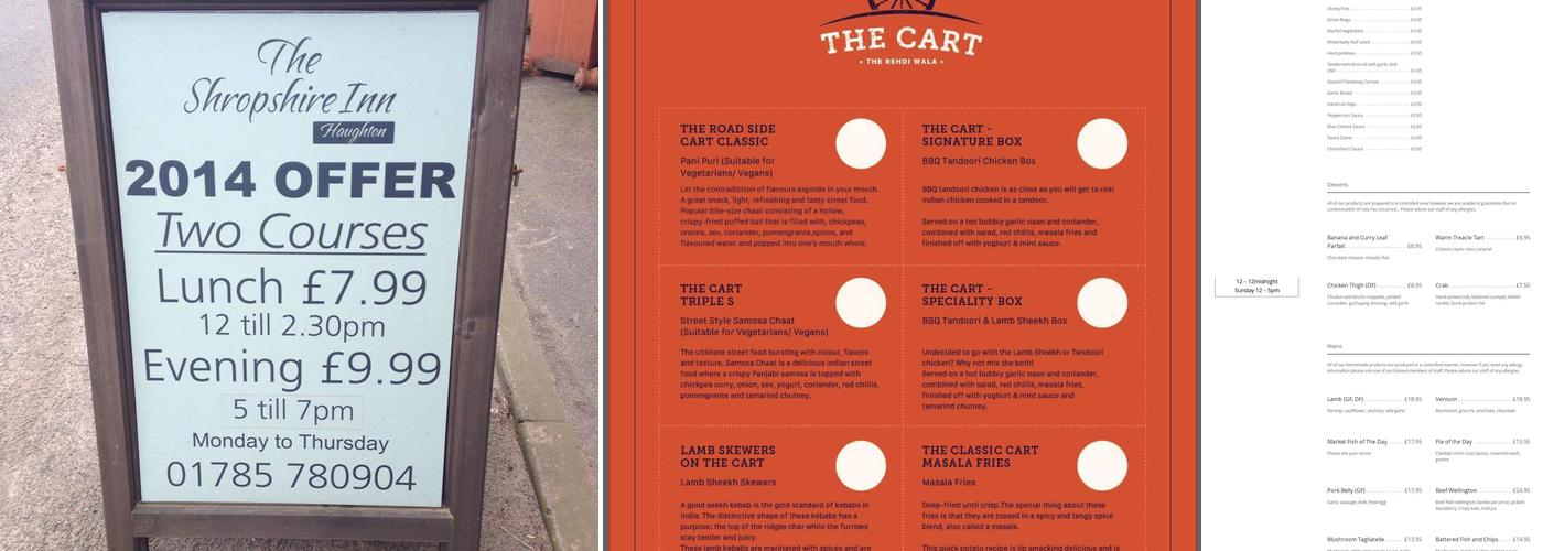 The Shropshire Inn - AA Rosette Menu