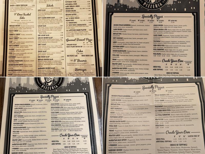 Joey Fratello's Pizzeria Menu