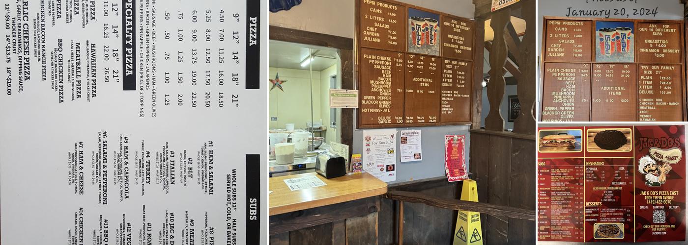 Jac & Do's Pizza Menu