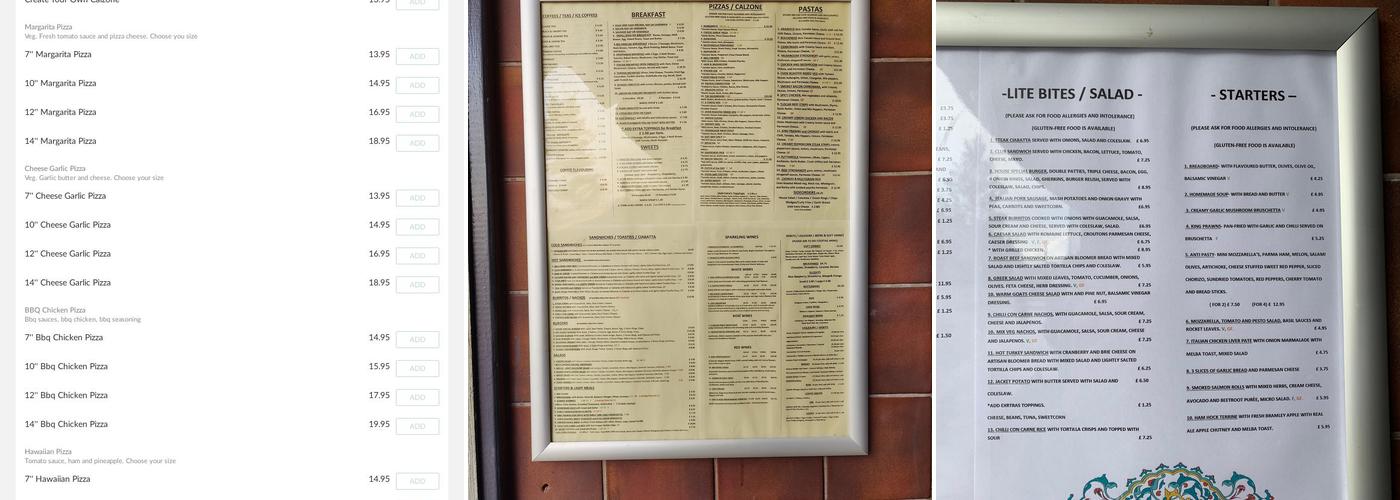 Guner'o - Bistro / Cocktail bar / Takeaway. Menu