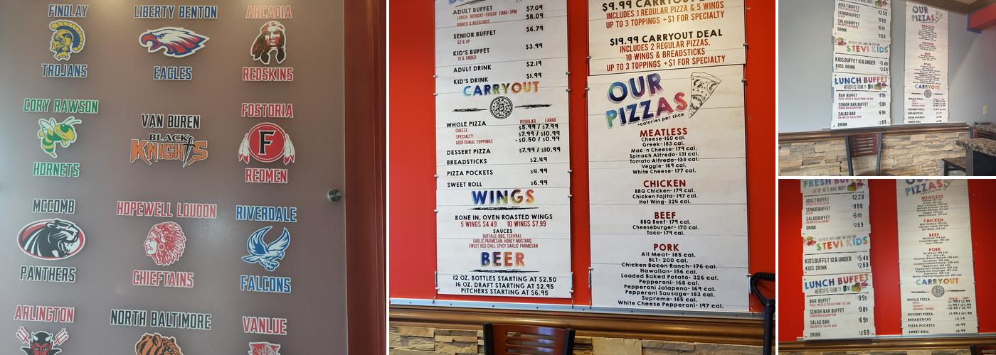 Stevi B's Pizza Buffet Menu