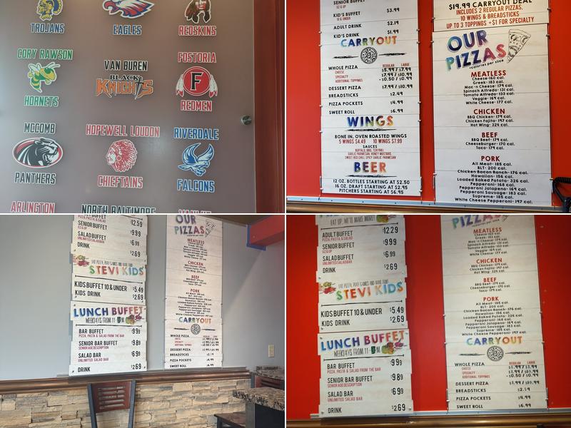 Stevi B's Pizza Buffet Menu