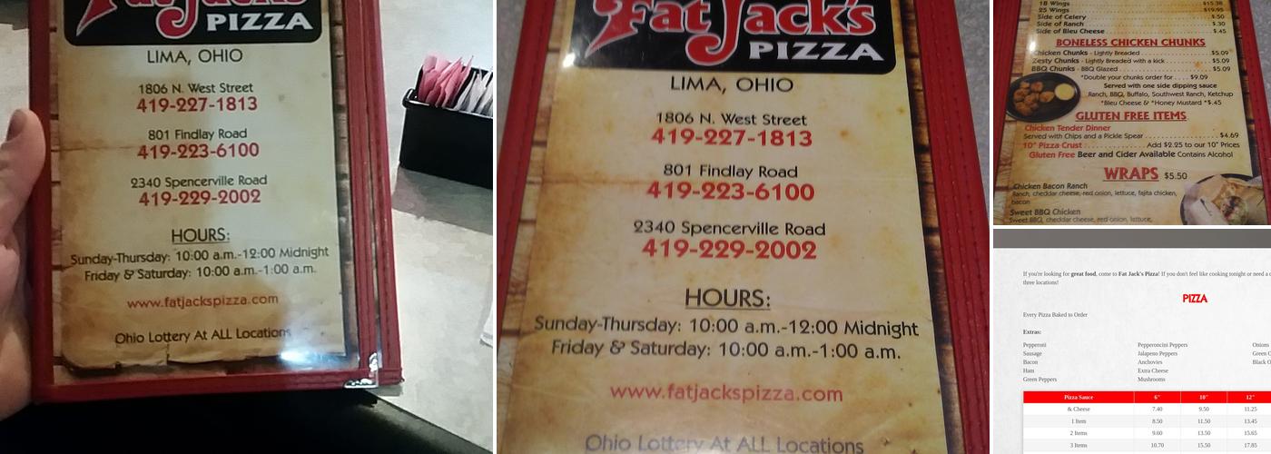 Fat Jack's Pizza Menu