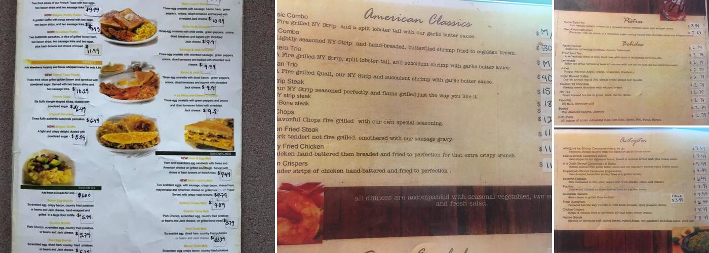 Marisco's El Capitan Menu