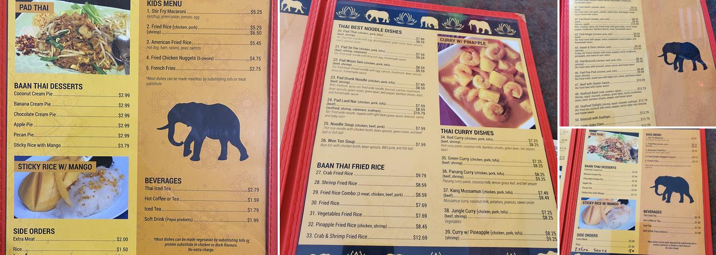 Baan Thai Menu