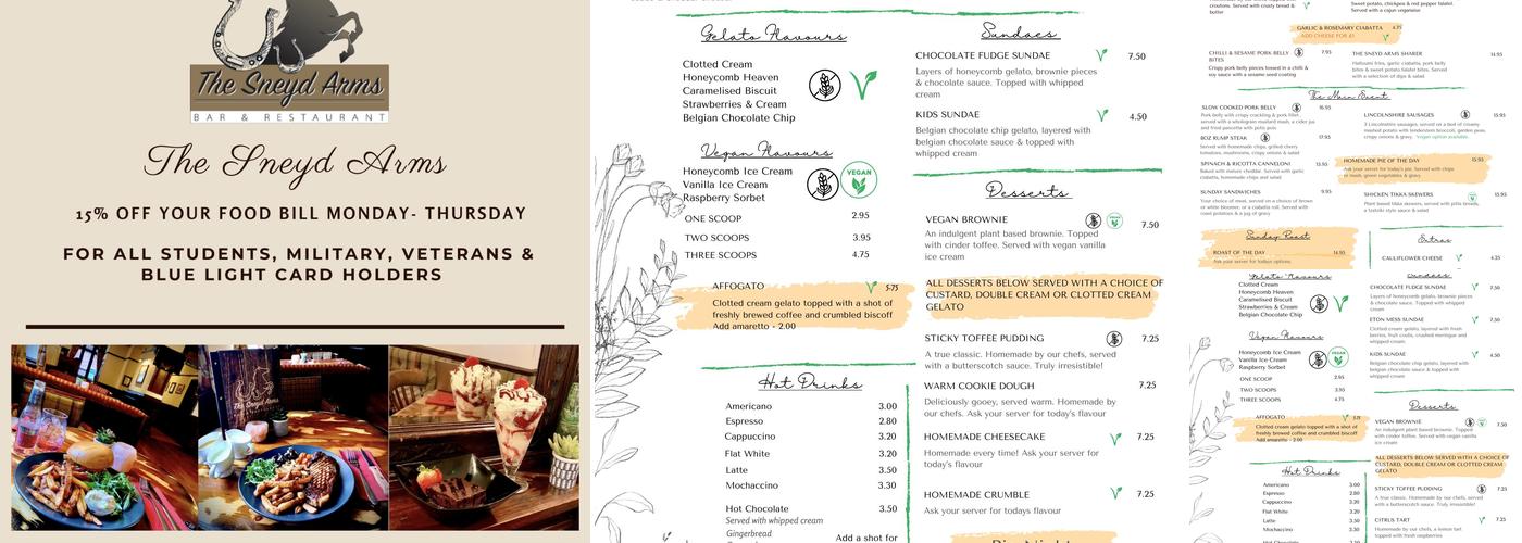 Sneyd Arms Menu