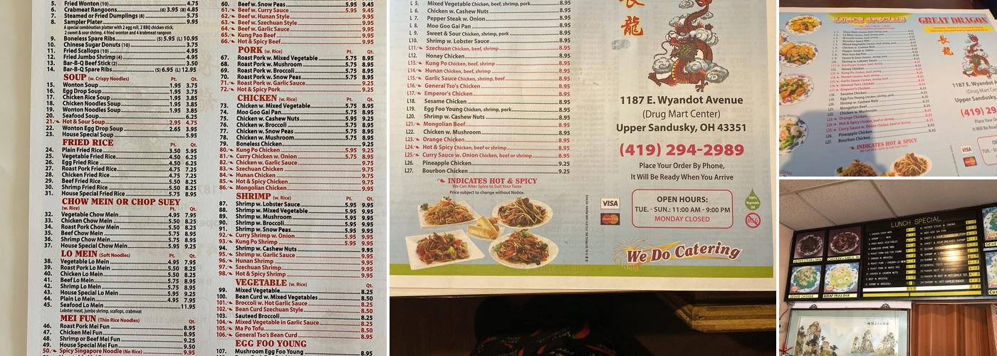 Great Dragon Chinese Restaurant Menu