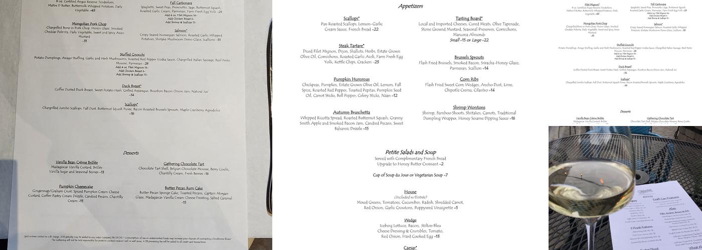 The Gathering Menu