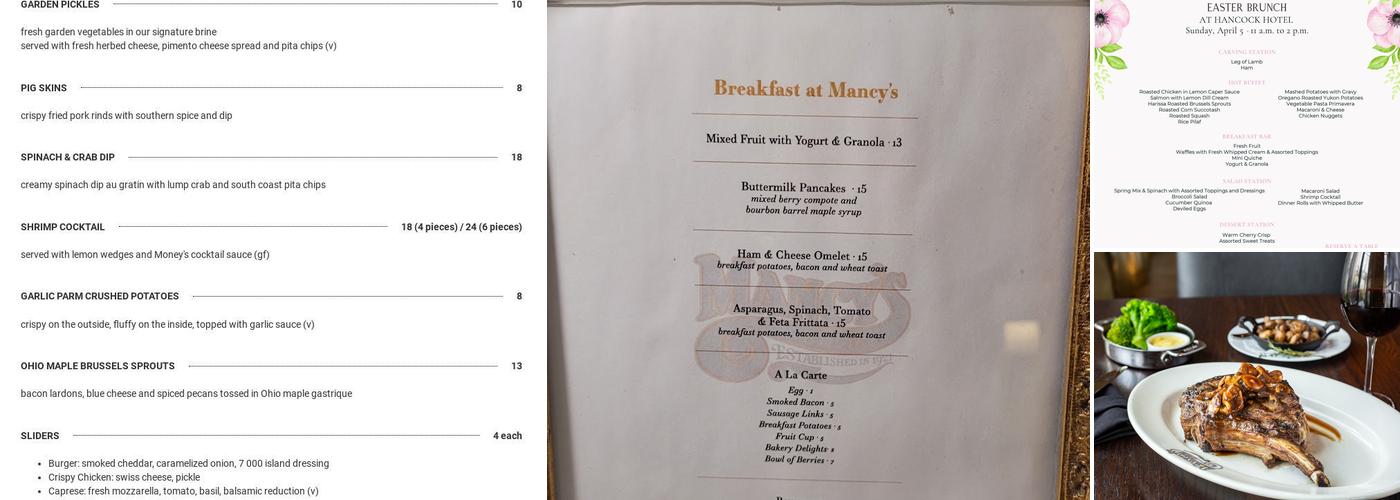 Mancy's Steakhouse Menu
