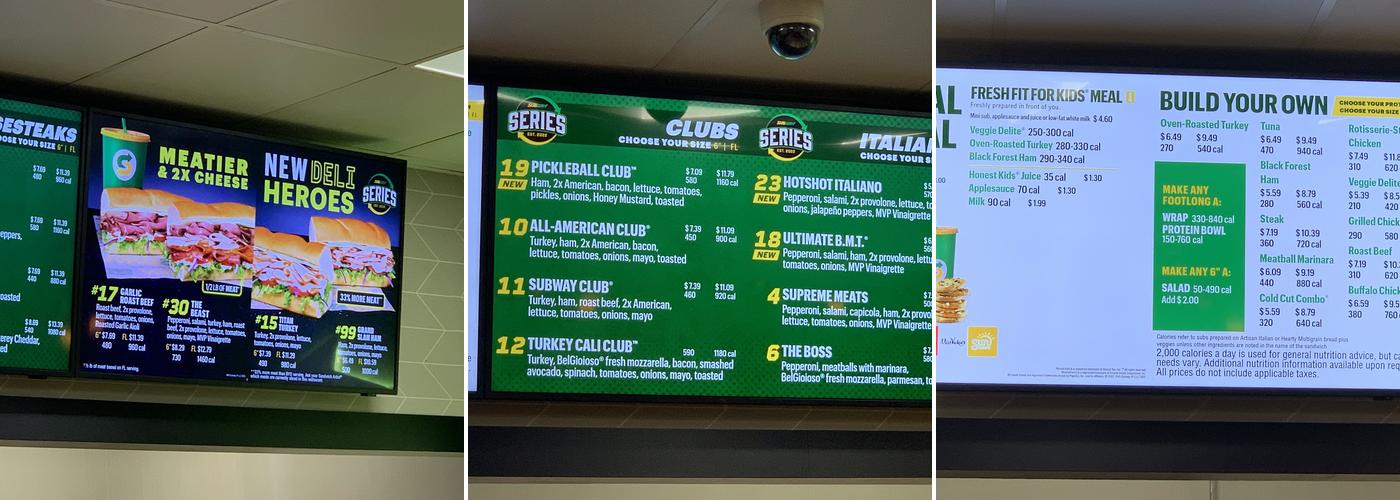 Subway Menu