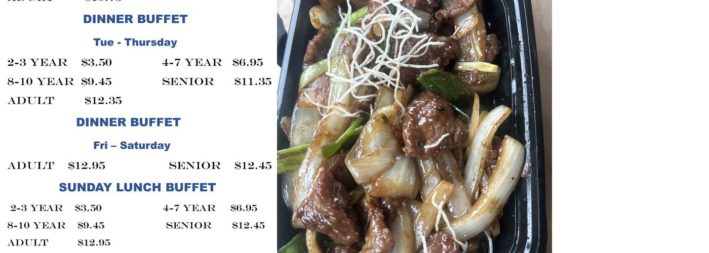 Chang's China buffet Menu
