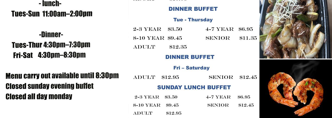 Chang's China buffet Menu