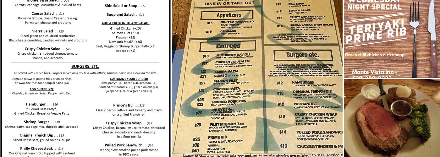 Monte Vista Inn Menu