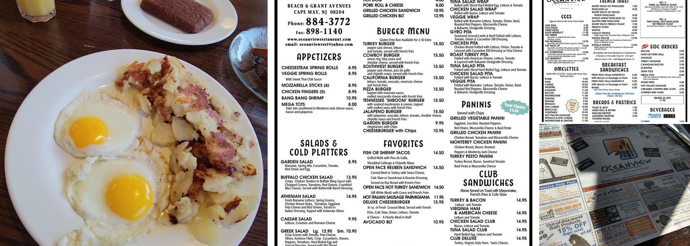 Oceanview Restaurant Menu