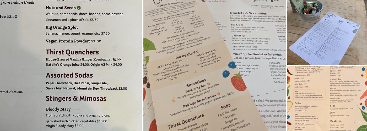 Sleepy Bee Cafe - Blue Ash Menu