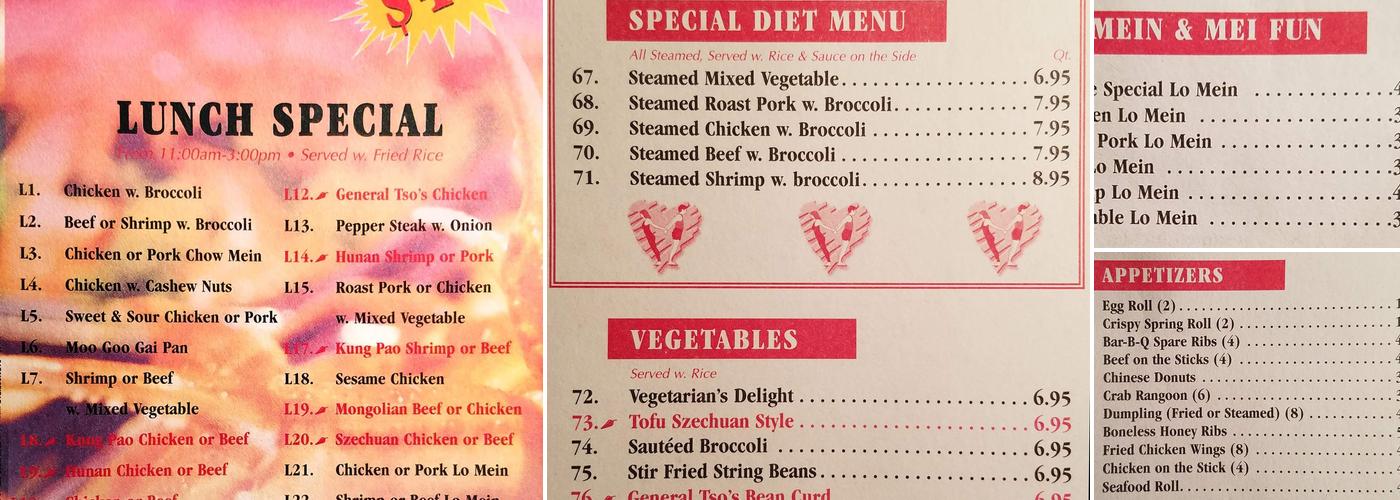 China King Buffet Menu