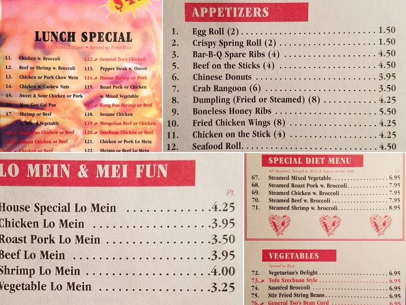 China King Buffet Menu