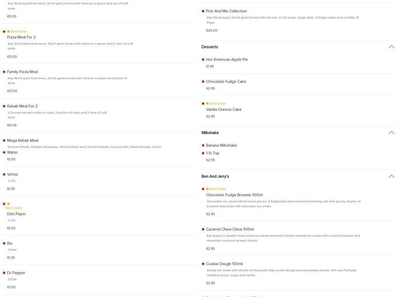 Caspian Pizza Bar Menu