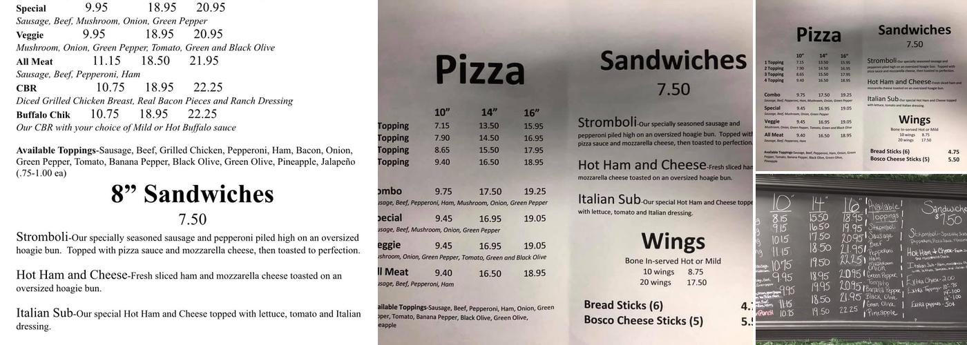 Sam's Una Pizza Menu