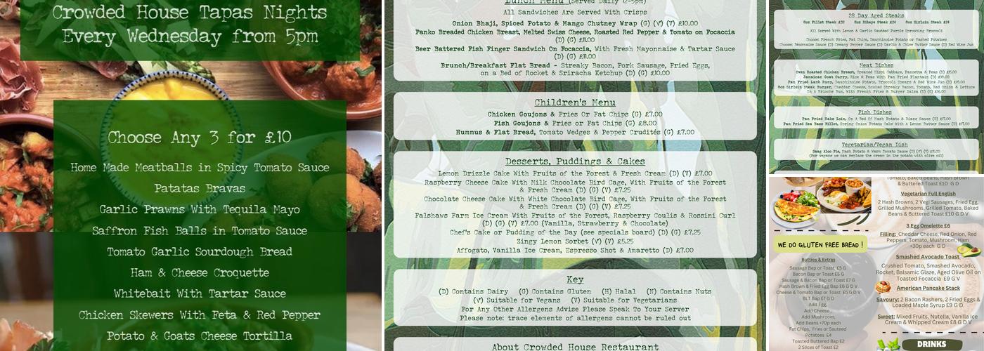 Crowded House Restaurant Menu