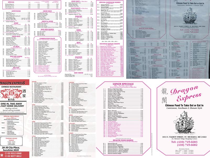 Dragon Express Menu
