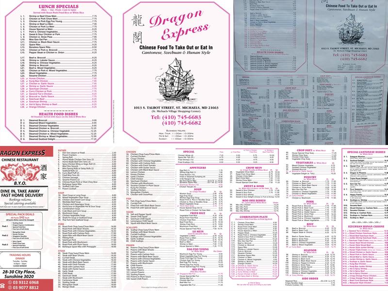 Dragon Express Menu