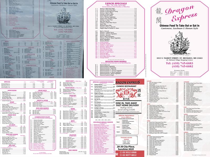 Dragon Express Menu