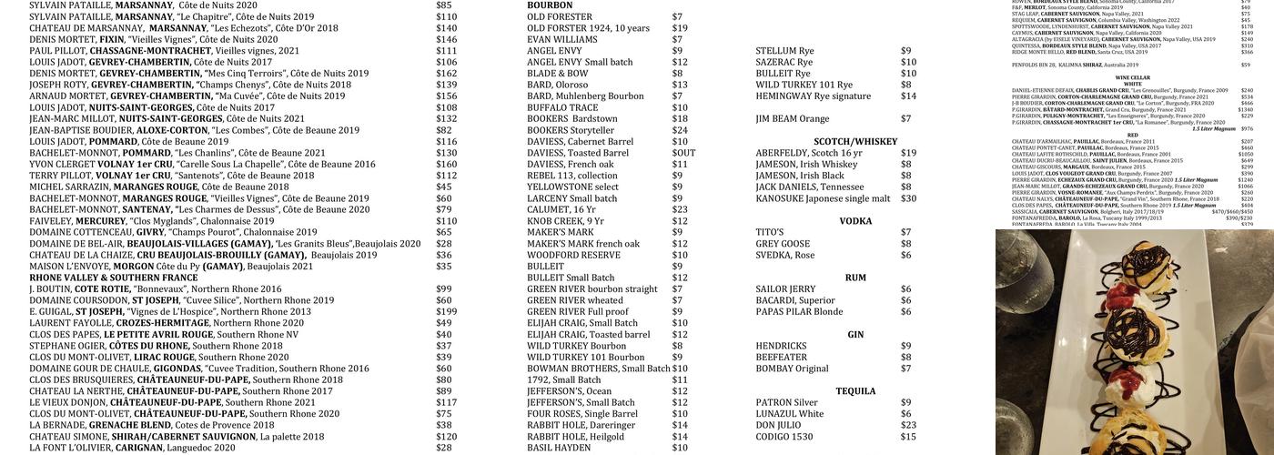 Farmer and Frenchman Winery & Cafe Menu