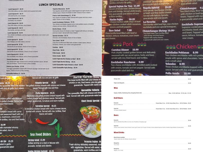 El Sabor Mexicano Menu