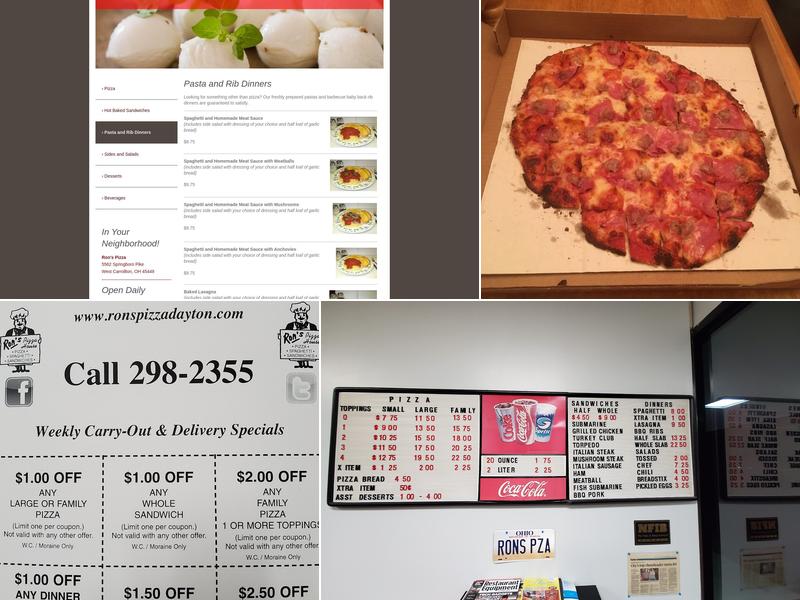 Ron's Pizza Menu