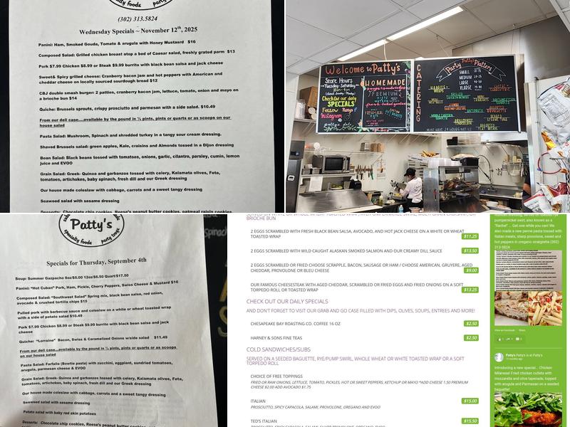 Patty's Menu