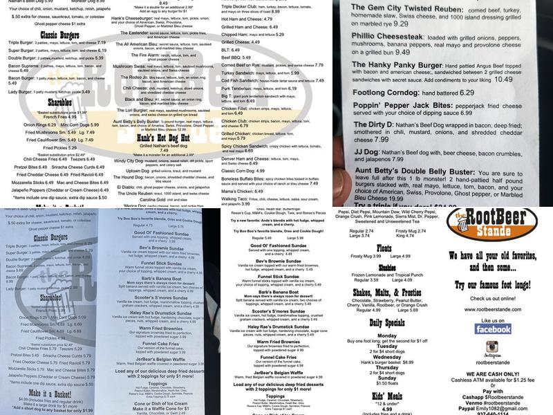 The Root Beer Stande Menu