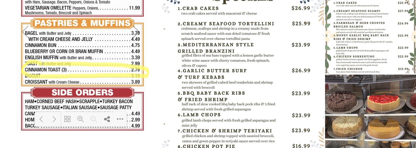 Long Neck Diner Menu